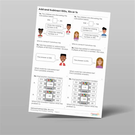 Add And Subtract 100s 10s Or 1s Reasoning And Problem Solving Resource Classroom Secrets