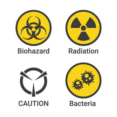 Biohazard Radiation And Bacteria Collection Icon Set Sign Symbol For