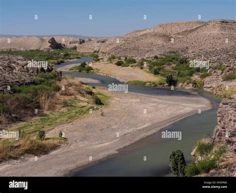 Rio Grande River From Hot Springs Canyon Trail Rio Grande Village Big