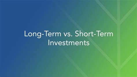 Knowing Difference Between Long Term And Short Term Investments