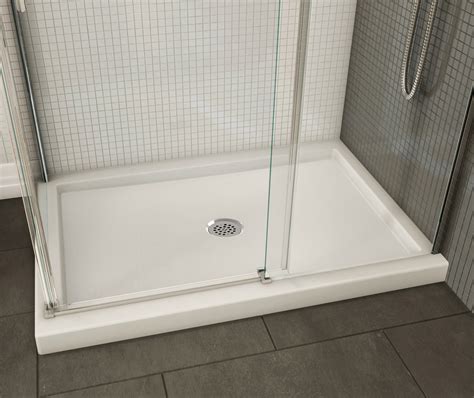 B Round Acrylic Corner Right Shower Base In White With Anti Slip