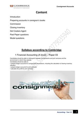 Consignment Accounts Pdf