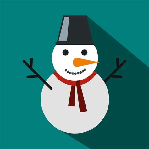 Premium Vector Snowman Icon In Flat Style With Long Shadows