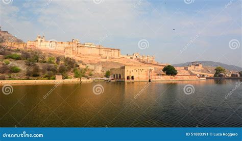 Maota Lake And Amer Palace Or Amer Fort Jaipur Rajasthan India