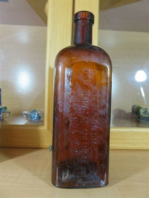 Antique Liquid Food Bottle Peptonoids Honey Amber Glass Yonkers Ny