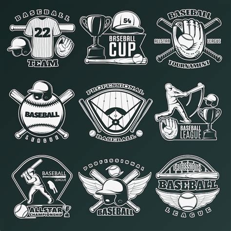 Baseball Monochrome Emblems Of Teams And Competitions With Sports