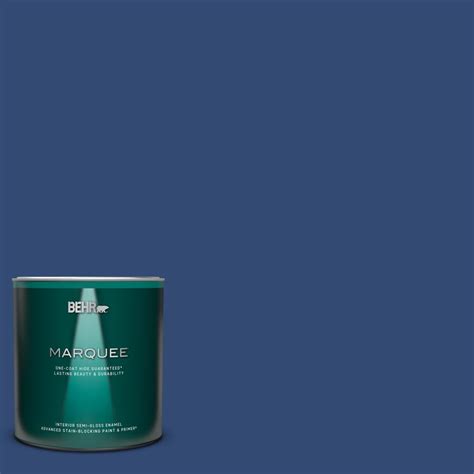 Behr Marquee Qt S H Navy Blue Semi Gloss Enamel Interior Paint