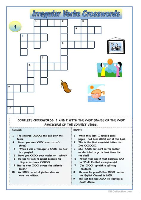 Verb Crossword Puzzle Printable