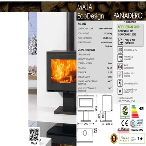 PANADERO Poêle à bois MAJA EcoDesign 7 2 kW