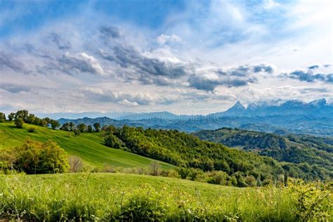 Le Marche Region Of Italy Rolling Hills And Mountains Stock Image