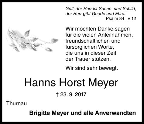 Traueranzeigen Von Hanns Horst Meyer Nordbayerischer Kurier