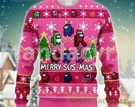 Among Us Merry Sus Mas Ugly Sweater Knitted Ugly Christmas Sweater