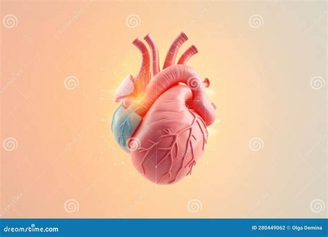 Anatomia Cardiaca Umana Su Sfondo Pastello Illustrazione 3d Aie