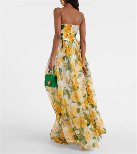 Floral Silk Chiffon Gown In Yellow Dolce Gabbana Mytheresa