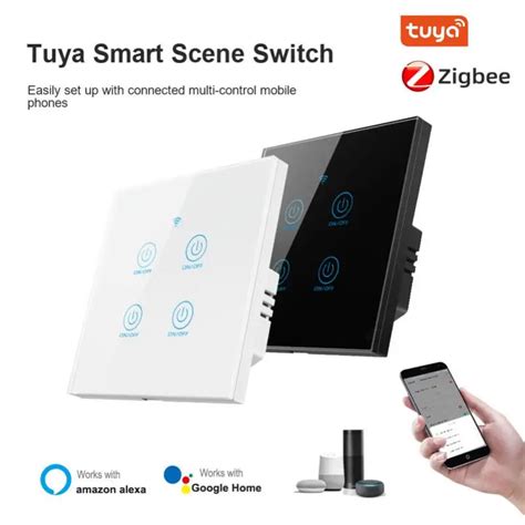 Tuya Zigbee Smart Scene Switch Timing Scene Linkage Touch Switch 4 Way