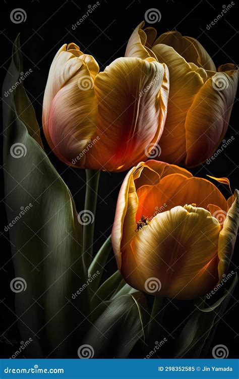 Beautiful Tulips Flowers Bouquet Tulip Flower Vector Art Tulip Flower