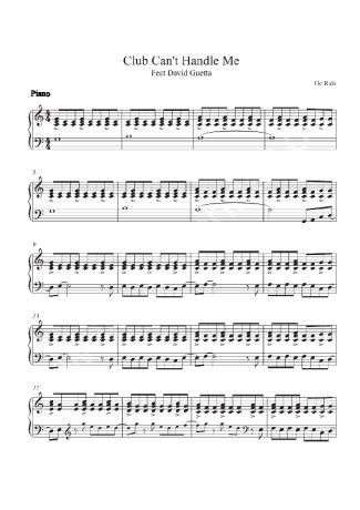 Flo Rida Club Cant Handle Me Feat David Guetta Sheet Music For Piano