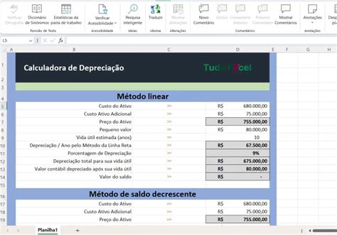 Planilha Para Calcular A Depreciação De Ativos Fixos Baixe Grátis