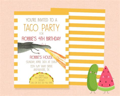 Inspired Dragons Love Tacos Invitation Birthday Party Book