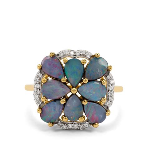 Crystal Opal On Ironstone White Zircon K Gold Ring Gemporia