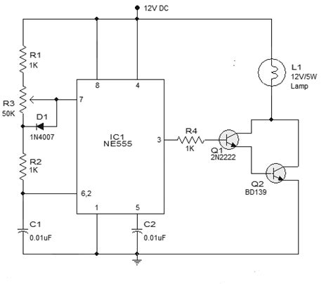 Simple Pwm Lamp Dimmer Circuit Using Ic Timer Off