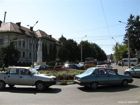 Campulung Muscel, Romania - Communist era cars on the round about ...