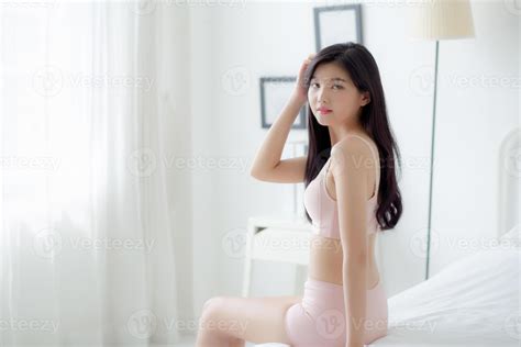 Beautiful Portrait Young Asian Woman Sexy In Underwear Figure Fit Relax