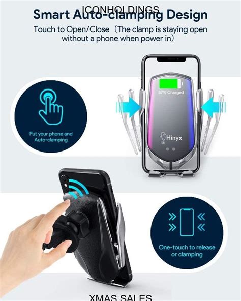 Sale Hinyx Wireless Car Charger 15w Fast Charging Automatic Sensor