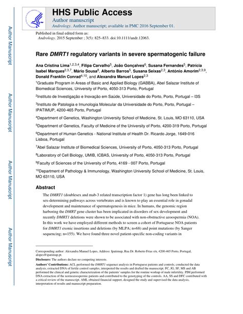 PDF Rare Double Sex And Mab3related Transcription Factor 1