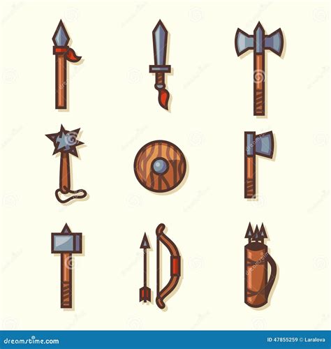 Medieval Cartoon Weapons. Game Icons. Cartoon Vector | CartoonDealer ...