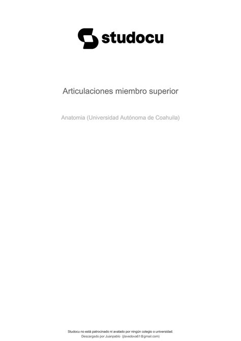 Solution Articulaciones Miembro Superior Studypool