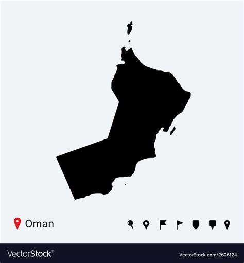 High Detailed Map Of Oman With Navigation Pins Vector Image