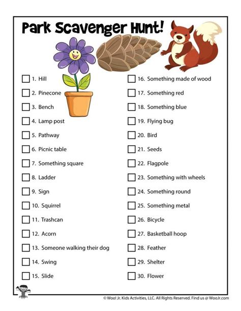 Park Scavenger Hunt Free Printable Woo Jr Kids Activities