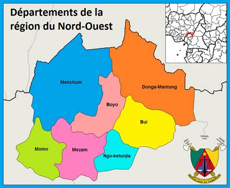 Carte de la région du Nord Ouest Cameroun