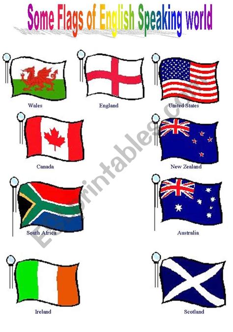 Some Flags Of English Speaking World Esl Worksheet By Abdou