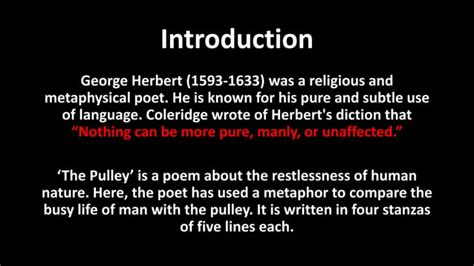 Pulley By George Herbert Summary And Analysis Ppt