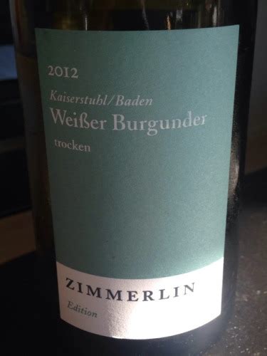 Zimmerlin Edition Weisser Burgunder Trocken Vivino Australia