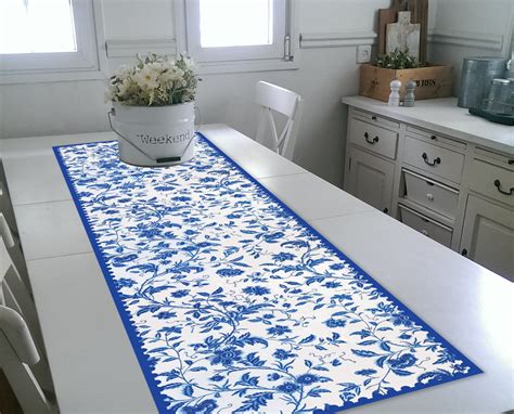 Free Shipping Blue Flowers Table Runner Wedding Table Runner Flowers