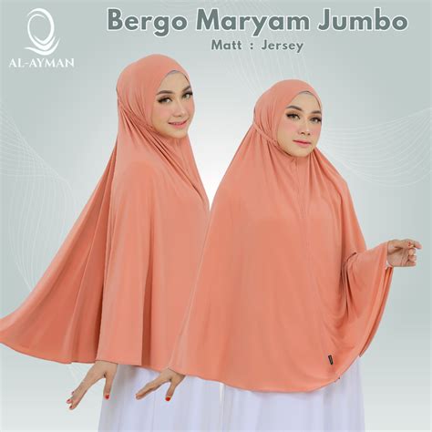 Jual Jilbab Bergo Maryam Jersey Jumbo Hijab Instan Tali Non Pet Syar I