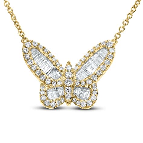 18Kt Yellow Gold Diamond Butterfly Necklace