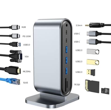 Вертикальная док-станция USB C TYPE-C для PD + HDMI + VGA + Аудио ...