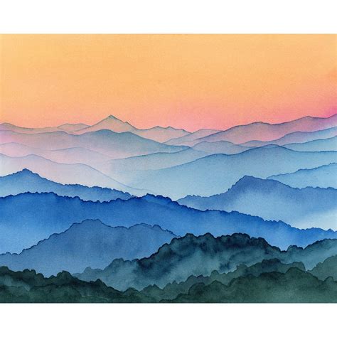 Watercolor Mountains Landscapes