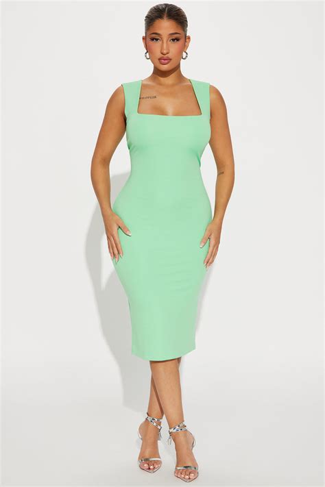 Colette Double Lined Midi Dress Mint Fashion Nova