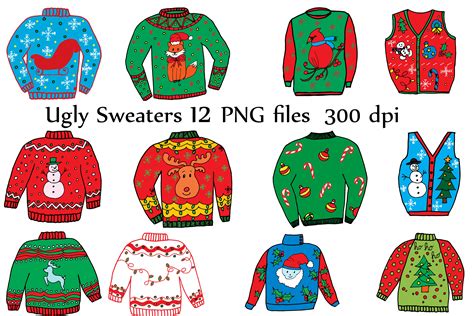 Tacky Sweater Clipart Set Ugly Sweater Clip Art Png File Ireland | ubicaciondepersonas.cdmx.gob.mx