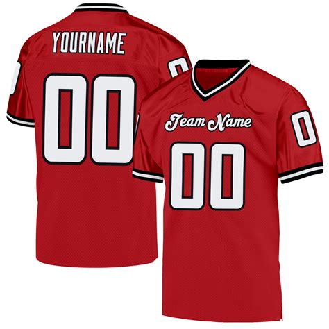 Custom Red White Black Mesh Authentic Throwback Football Jersey