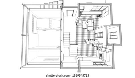 Modern Small House Plan 3d Illustration Stock Illustration 1869545713 ...