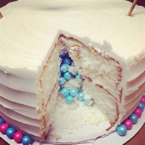 Gender Reveal Cake With Chocolate Sixlets Inside Rich In Blessings