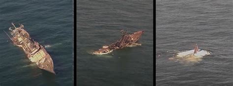 Former USS Boone In Various Stages Of Sinking During Of Atlantic