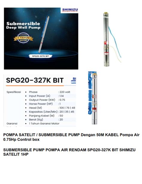 Submersible Pump Pompa Satelit Air Rendam Spg K Bit Shimizu