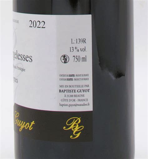 Pernand Vergelesses Rouge Vieilles Vignes Domaine Baptiste Guyot 2022